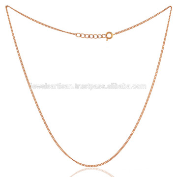 18K Gold Plated Flat Linked Bronze Handmade 20 Inch Plain Cable Chain Jewelry